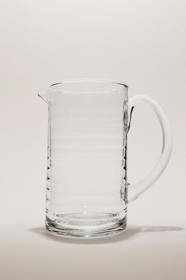 RAISED LINE GLASS JUG - Transparent by Zara