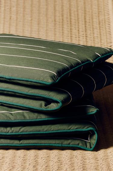 STRIPED TOPPER WITH PIPING - Green by Zara