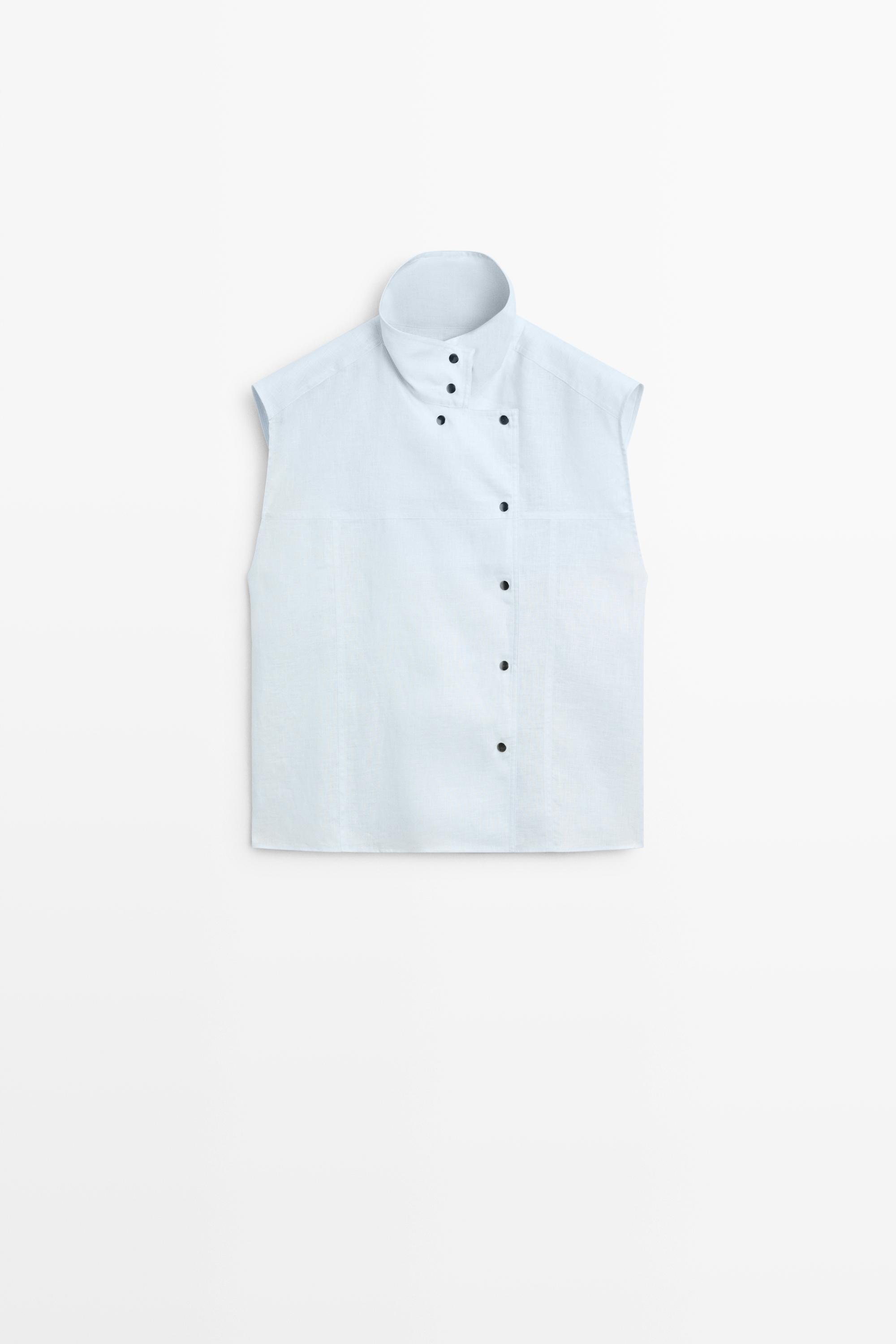 100% linen fine button-down top
