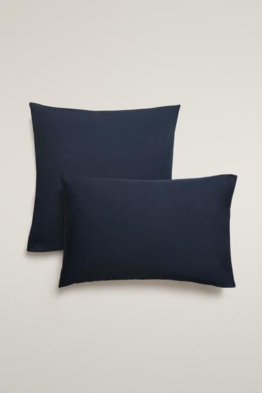 TAIE D’OREILLER RÉVERSIBLE EN PERCALE DE COTON - Bleu de Zara - Image 0