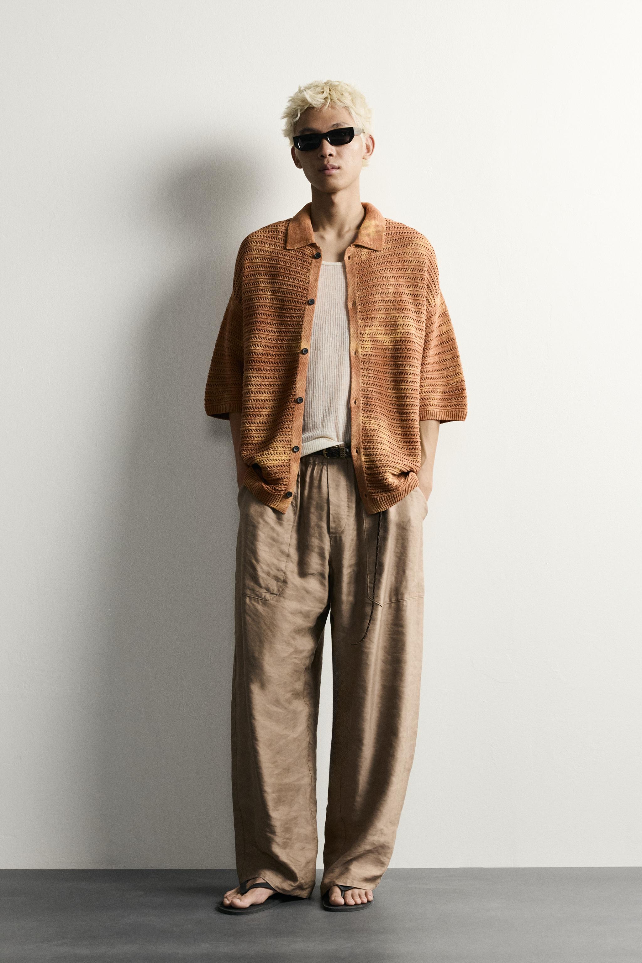 WASHED EFFECT RELAXED FIT KNIT SHIRT