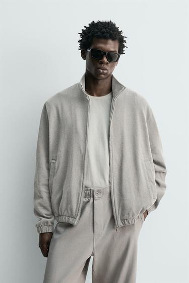 KNIT ZIP-UP SWEATSHIRT - Sand by Zara