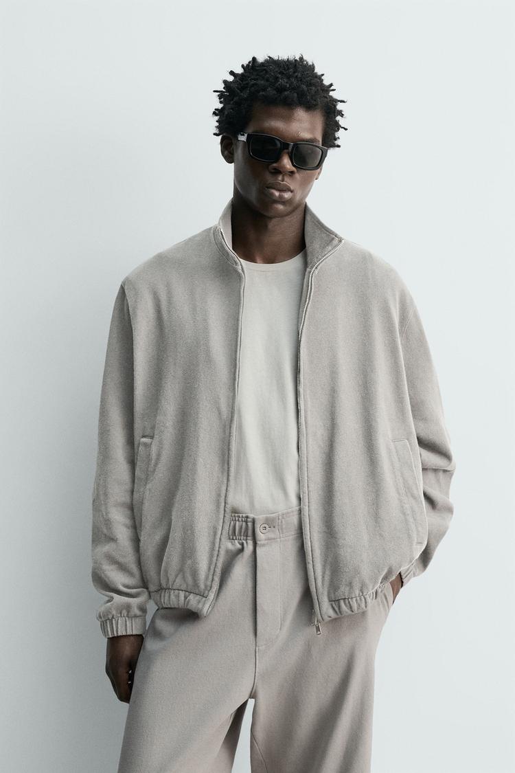 ZARA KNIT ZIP-UP SWEATSHIRT