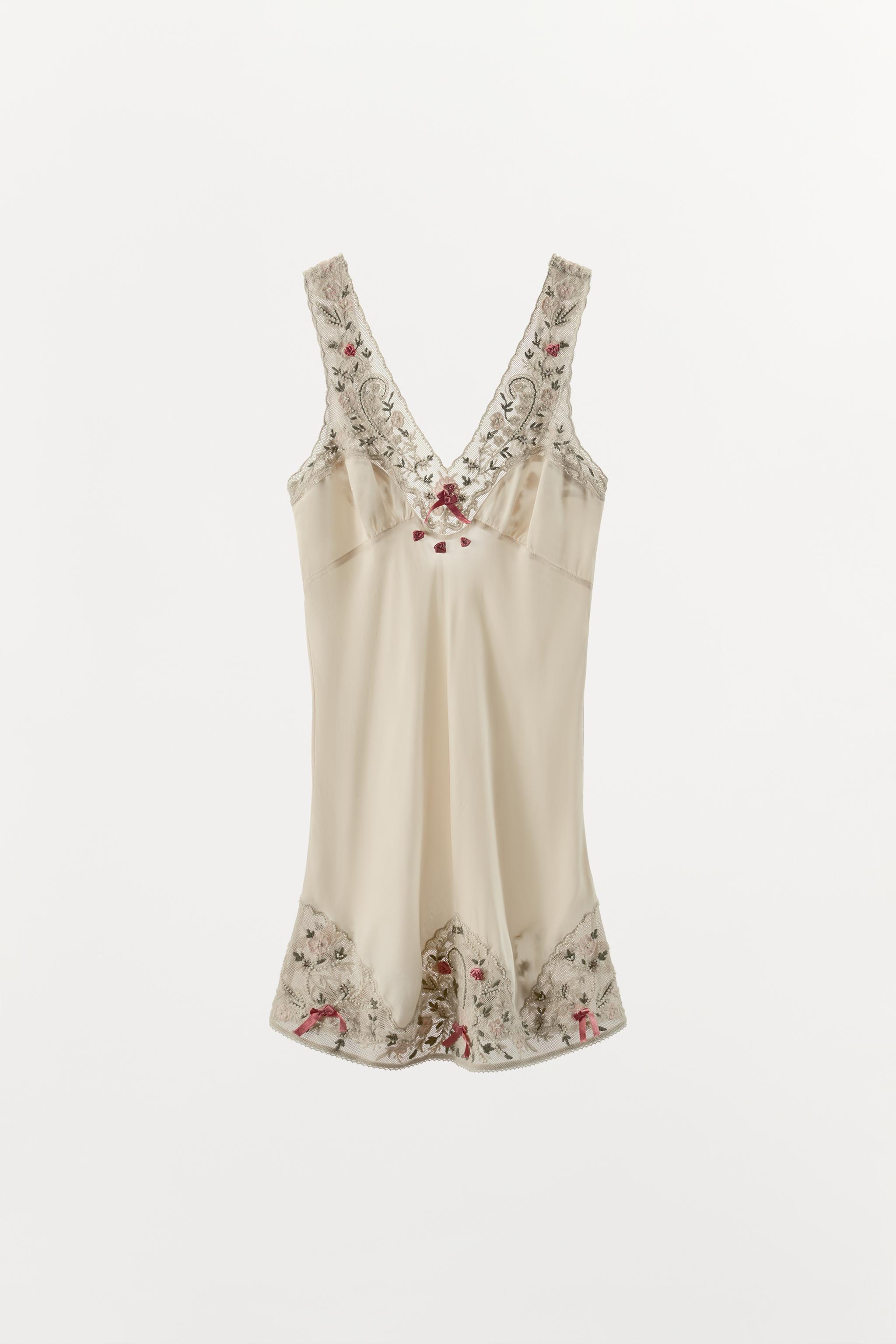 COMBINATION TULLE EMBROIDERED DRESS WITH BEADING