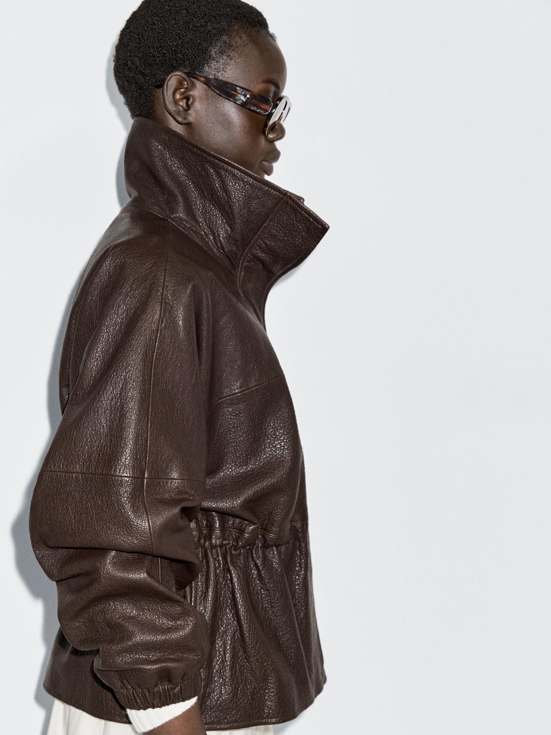 Veste en cuir nappa finition grainée