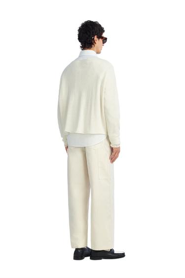 CROPPED FIT LINEN - WOOL SWEATER - Ecru by Zara