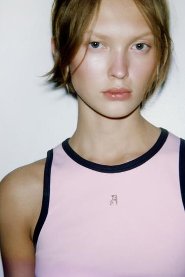 TOP À LISERÉS EN CONTRASTE ZA - Rose / Blanc de Zara - Image 3