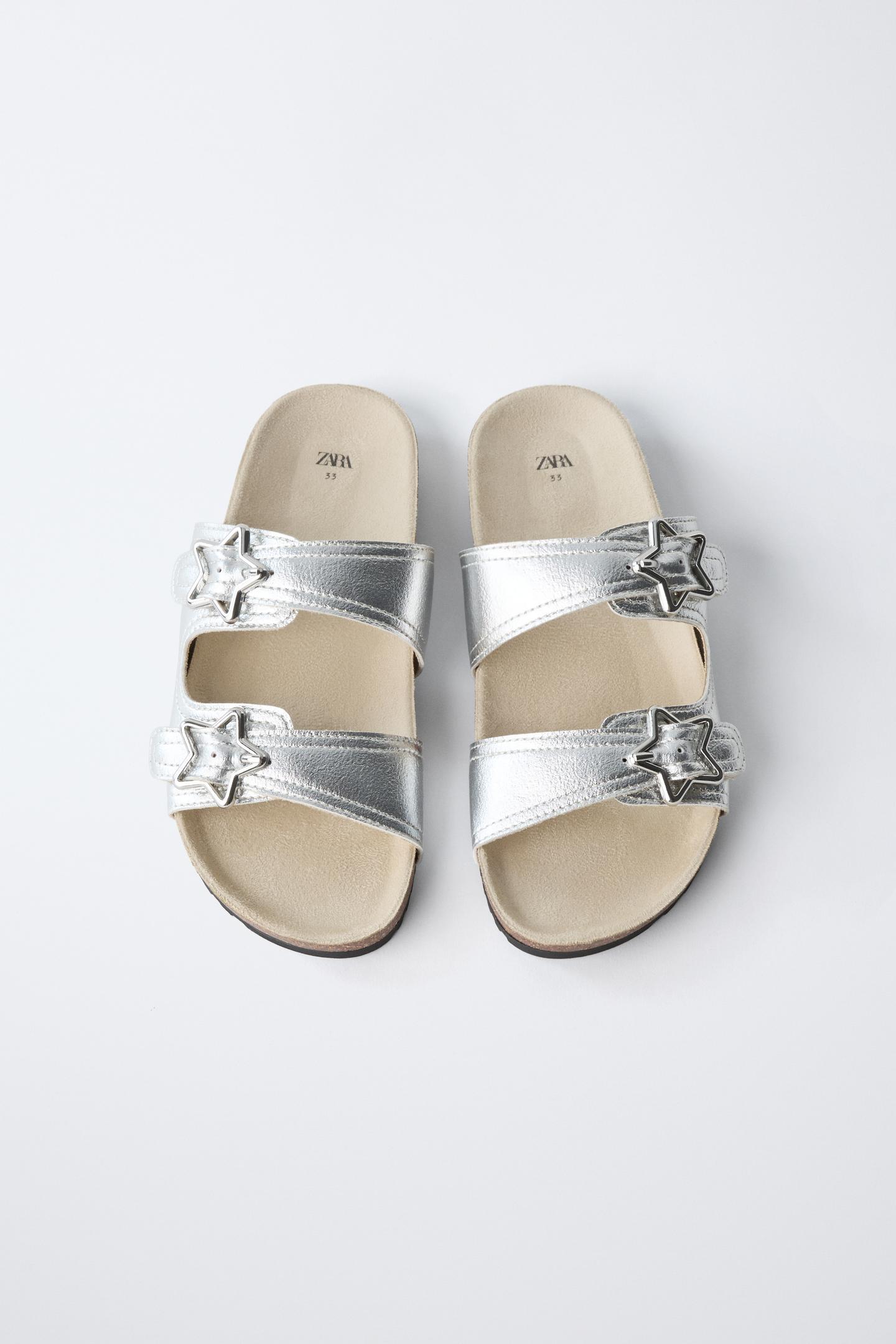 Детские сандалии Zara Metallic Buckle, цвет: Серебряный — фото 4