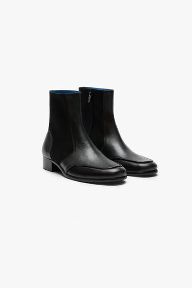 BOTA DE PELL - Negre de Zara