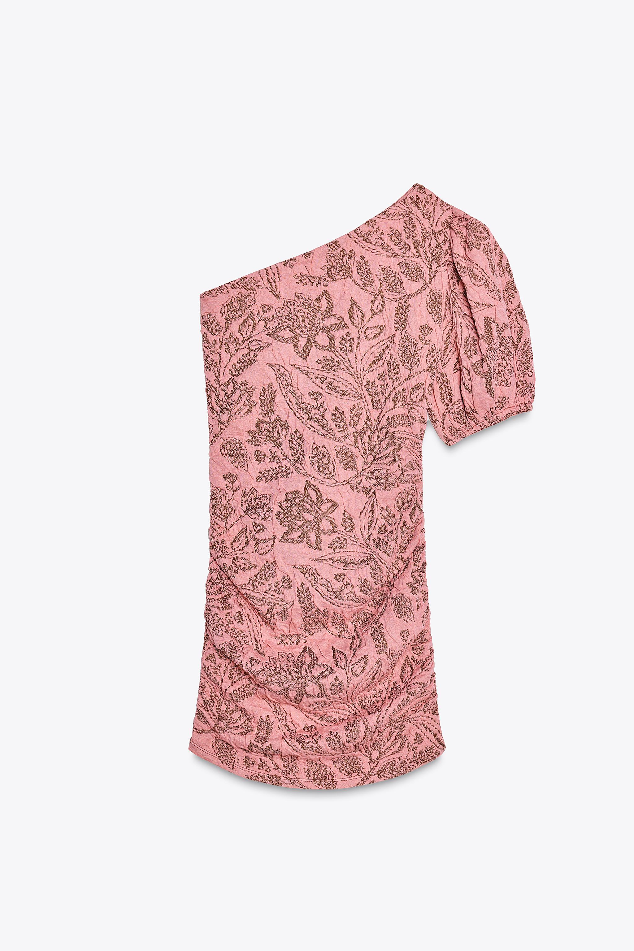 アシンメトリージャカードワンピース - ピンク | ZARA Japan / 日本