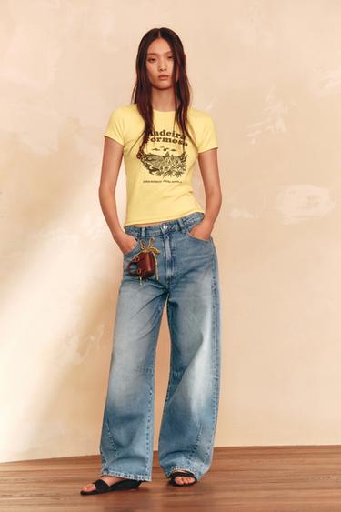 Zara 文字印花 T 恤 - 黃色