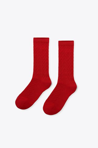 OPENWORK VISCOSE SOCKS - Red by Zara