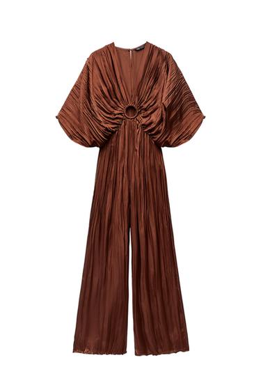WRINKLED SATIN EFFECT JUMPSUIT