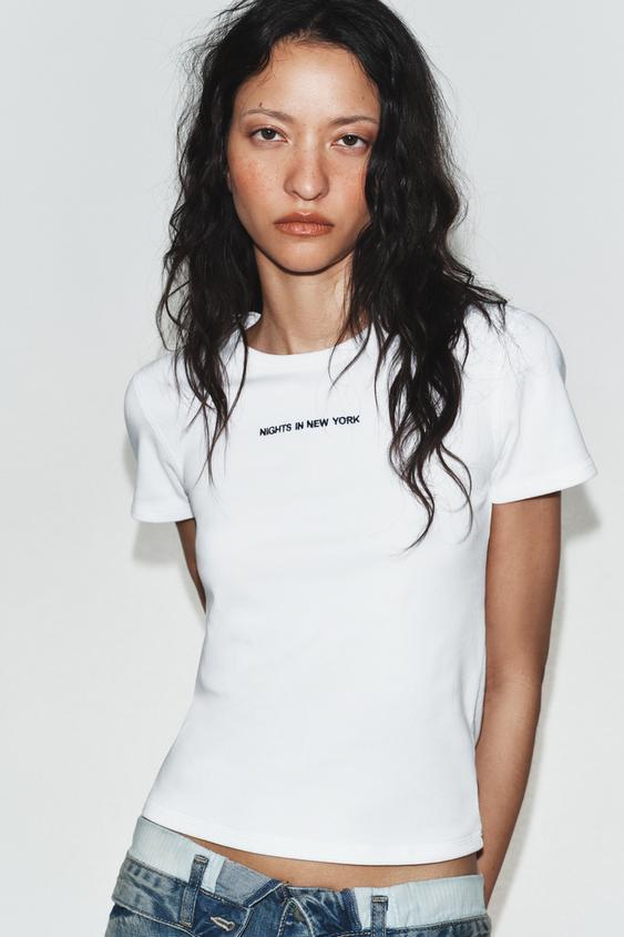 SHORT SLEEVE TEXT T-SHIRT from Zara - $25.90