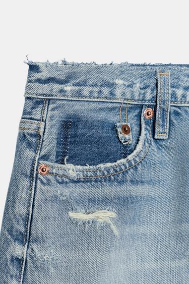 TRF MID-RISE RIPPED DENIM SHORTS - Blue by Zara - Image 5