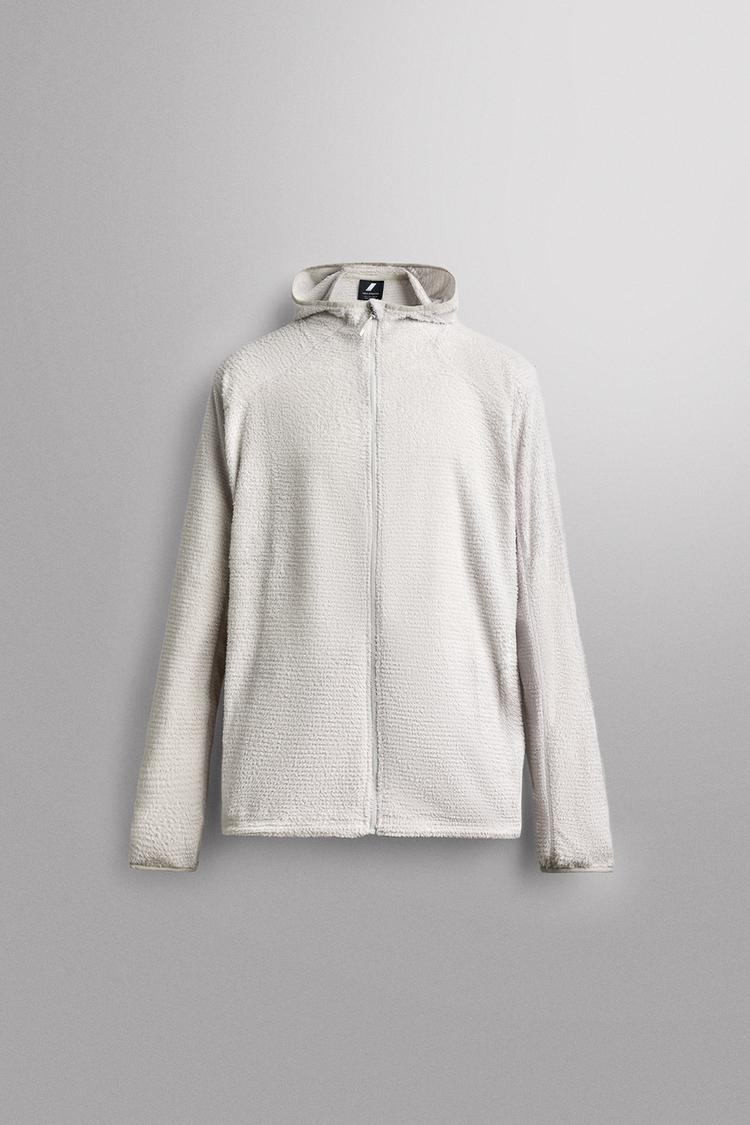 TEXTURED FLEECE HOODIE — white