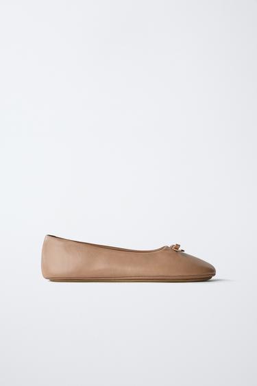 BALLERINES EN CUIR ÉDITION LIMITÉE - Rose de Zara - Image 0