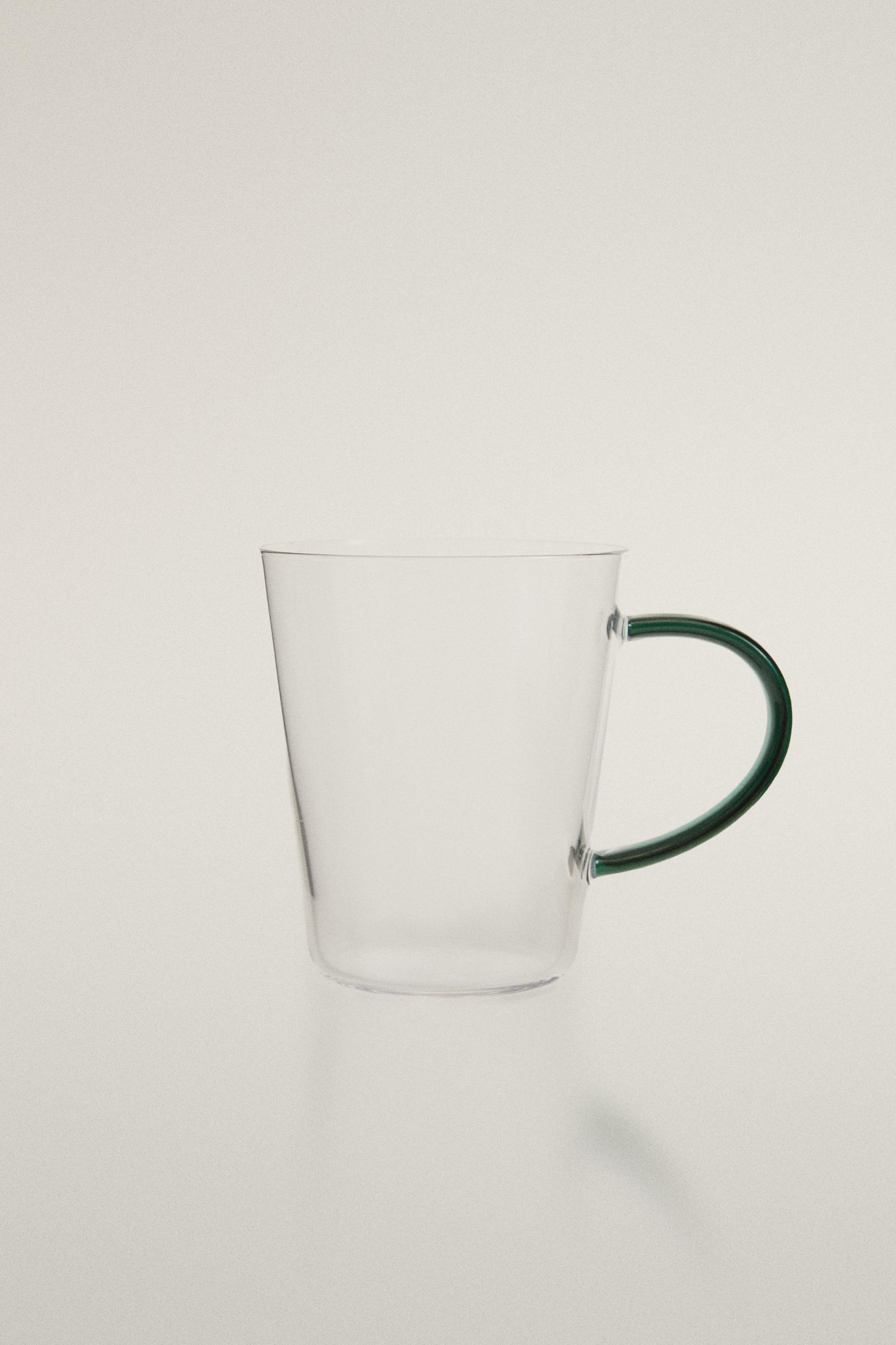 BOROSILICATE GLASS MUG WITH COLOURED HANDLE — Green
