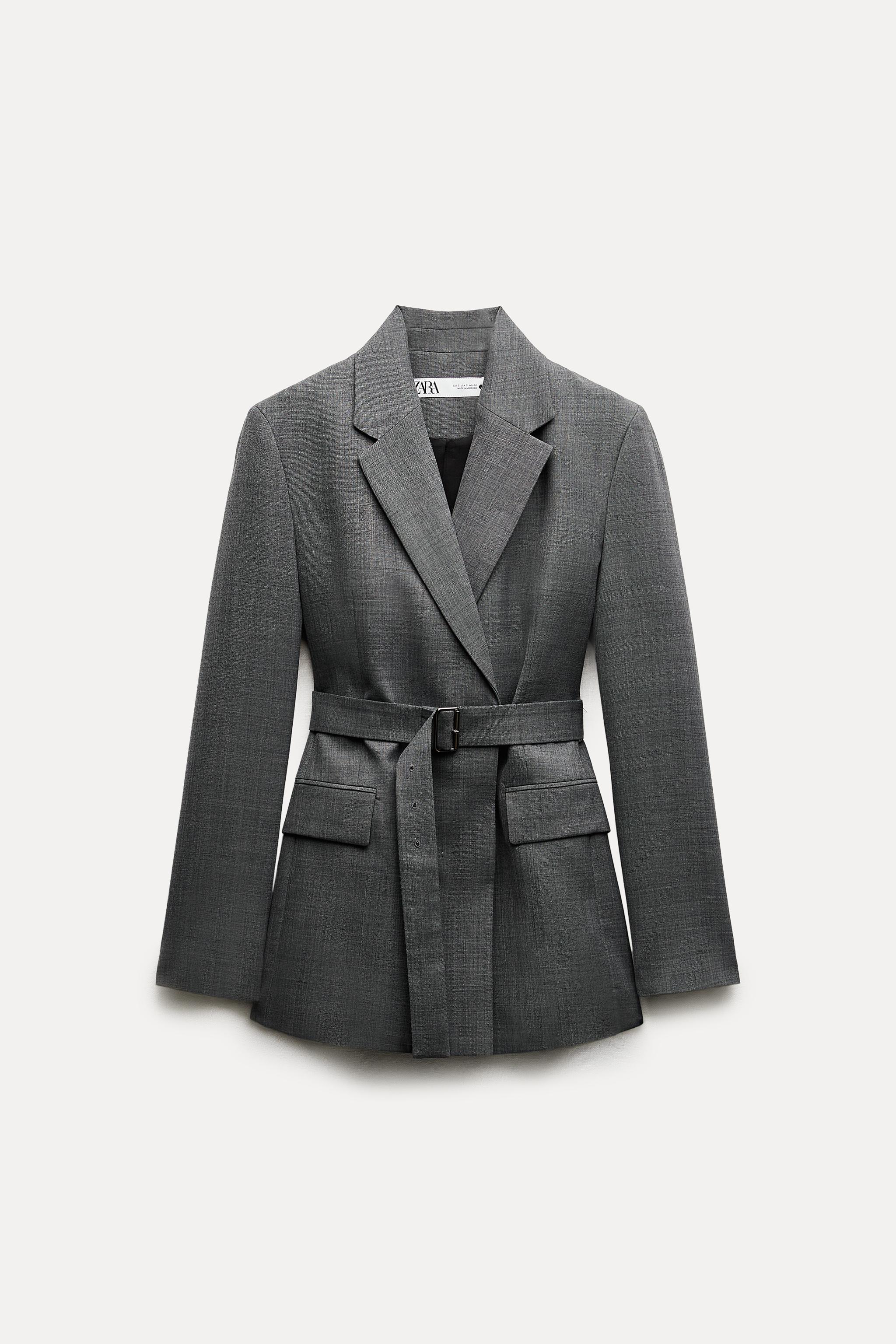 FITTED WOOL BLEND JACKET ZW COLLECTION - Gray