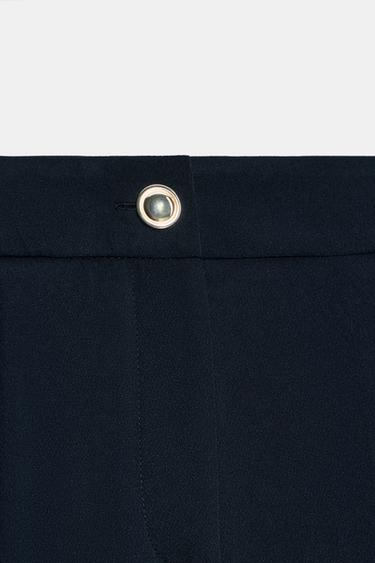 PANTALON PALAZZO BOUTON DORÉ - Bleu marine de Zara - Image 6