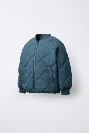 WATER-REPELLENT QUILTED BOMBER JACKET - Green / Blue by Zara - Image 1