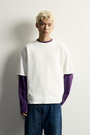 WASHED PRINTED KNIT T-SHIRT — Oyster-white 2