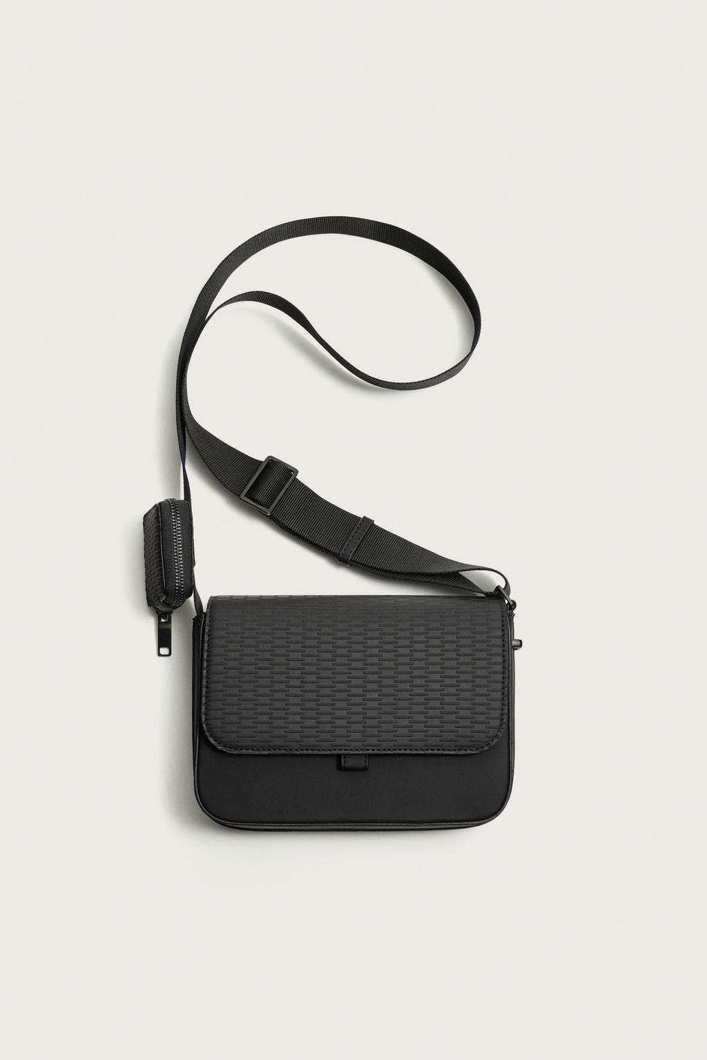 Rubberized Texture Crossbody Bag — Men's