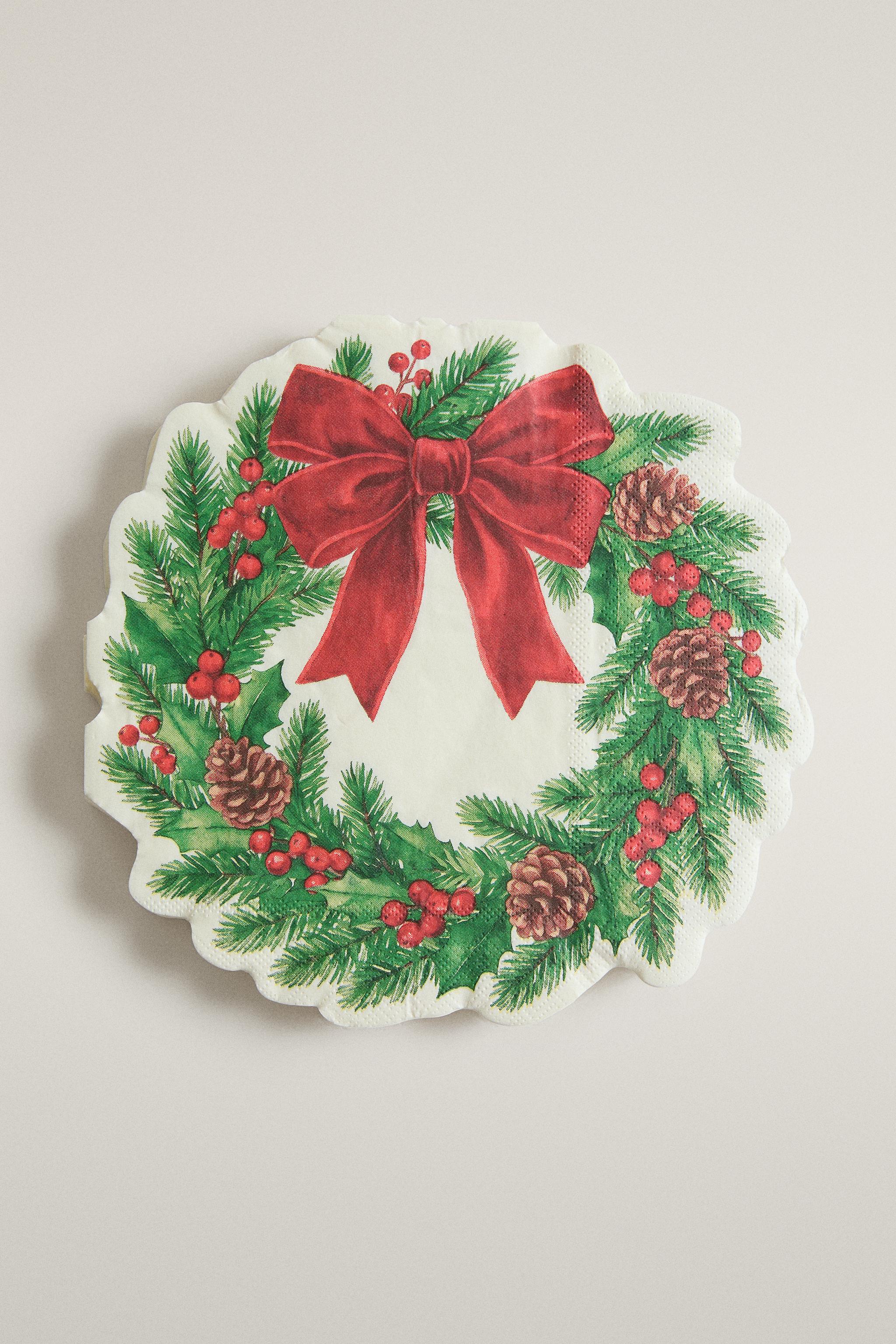 CHRISTMAS WREATH PAPER NAPKIN PACK (PACK OF 20)