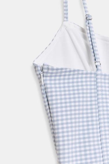 VOLUMINOUS GINGHAM CORSET DRESS - Blue/White by Zara - Image 7