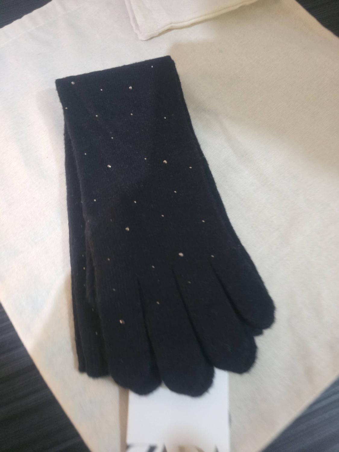 LONG KNIT GLOVES WITH DIAMANTÉ DETAIL - Image 4