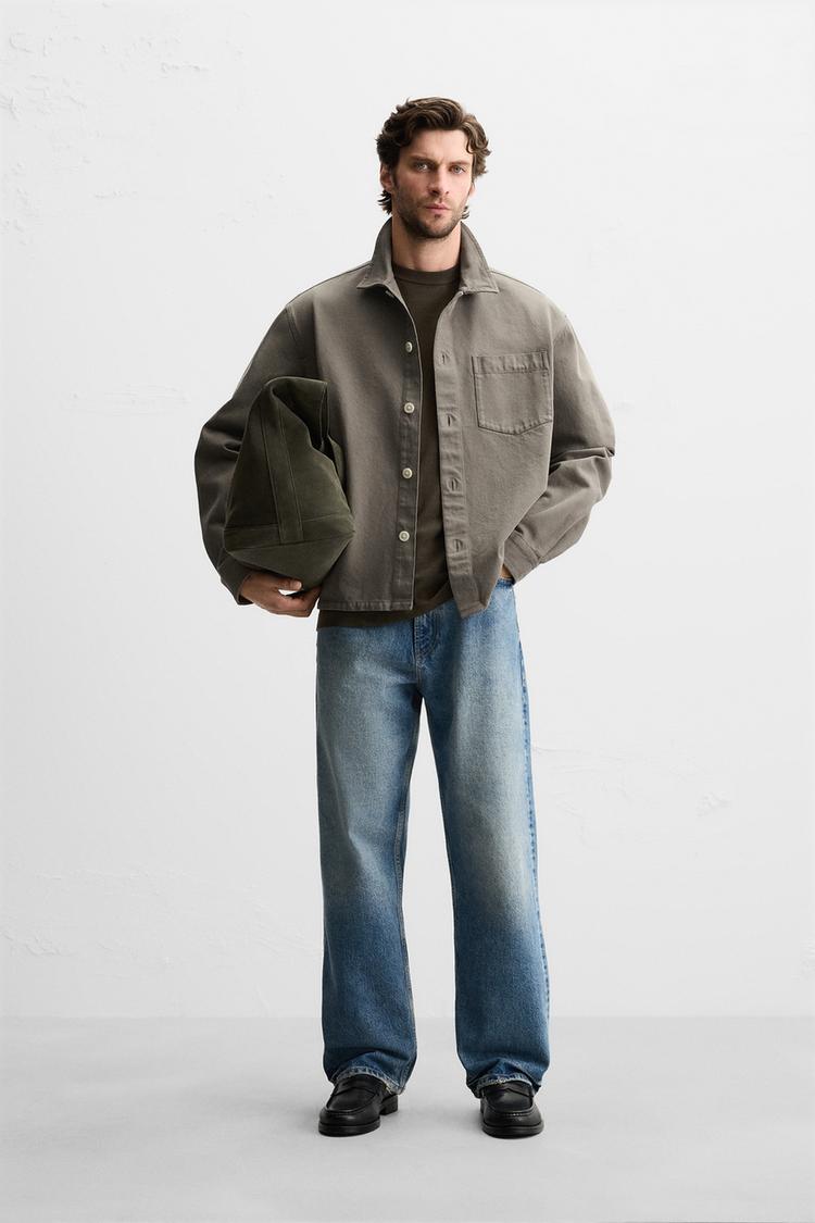 デニム ボクシーフィット シャツジャケット - カーキ | ZARA Japan / 日本