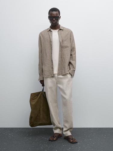 Pantalon jogging 100 % lin - Beige de Zara