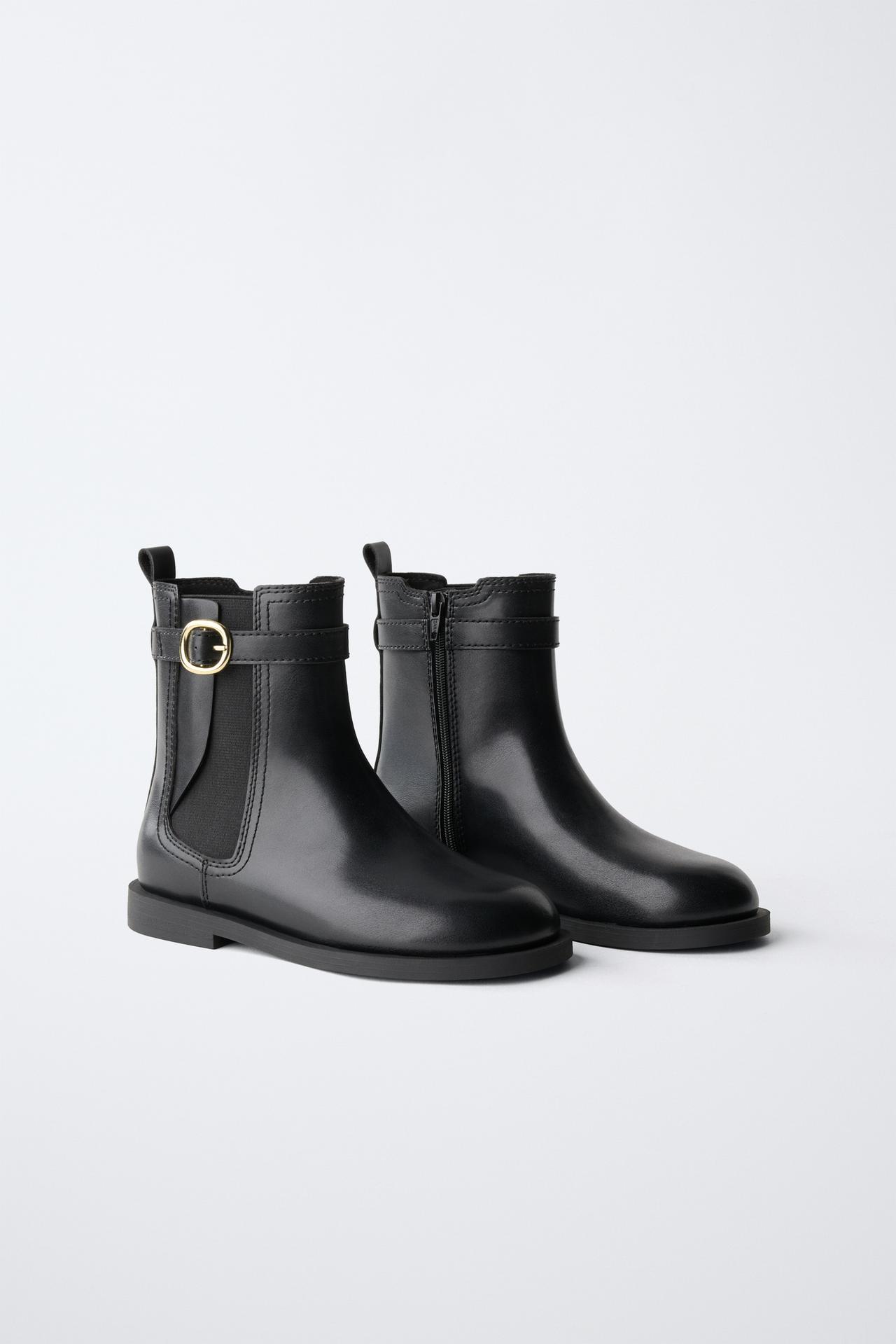 BUCKLE ANKLE BOOTS — Black