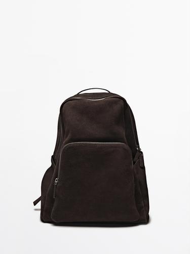 Mochila cremallera piel napa - Marrón de Zara