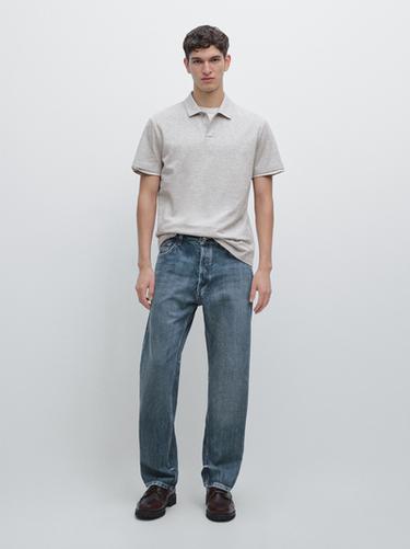 Zara Short sleeve melange polo shirt - Gray marl - Image 0