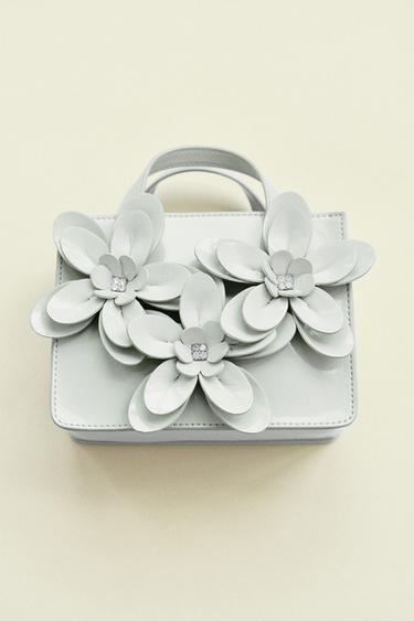 Zara 3D花卉斜挎包 - 藍色