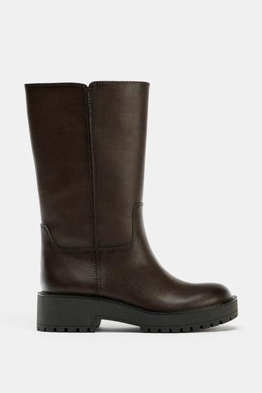 스티치 앵클부츠 - Zara의 브라운 - 이미지 0