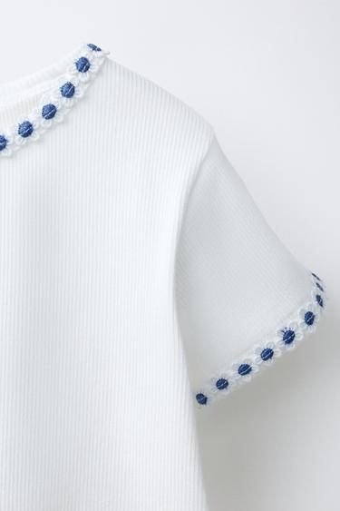 FLORAL T-SHIRT - Blue/White by Zara - Image 2