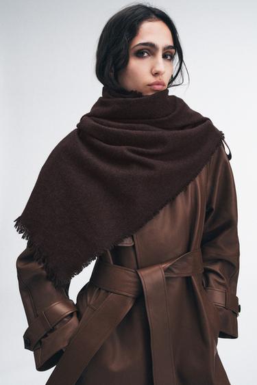 FOULARD UNI AVEC LAINE - Marron de Zara - Image 1