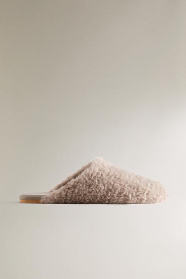 CHINELOS MULES QUENTES PELE - Cinzento-toupeira da Zara - Imagem 0