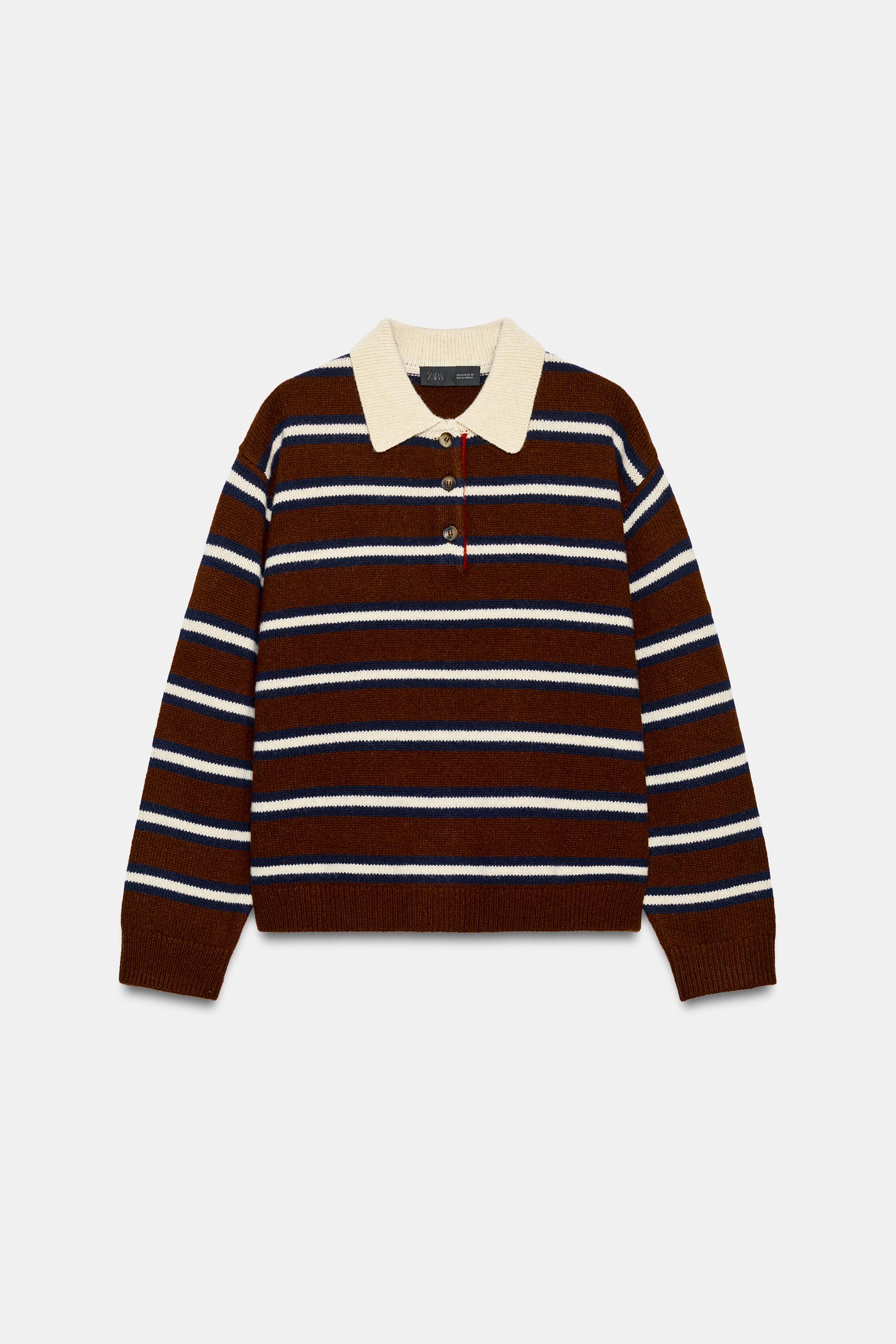 100% WOOL STRIPED POLO