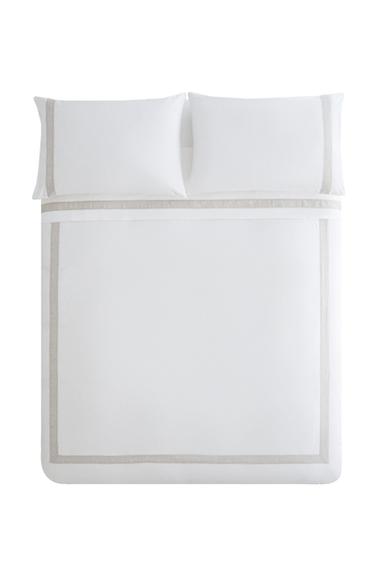 COTTON DUVET COVER WITH LINEN BORDER - White by Zara