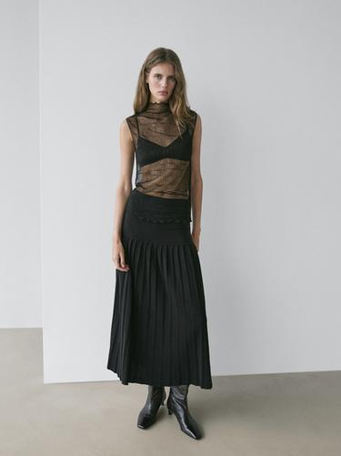 Zara Sheer high neck top - Black