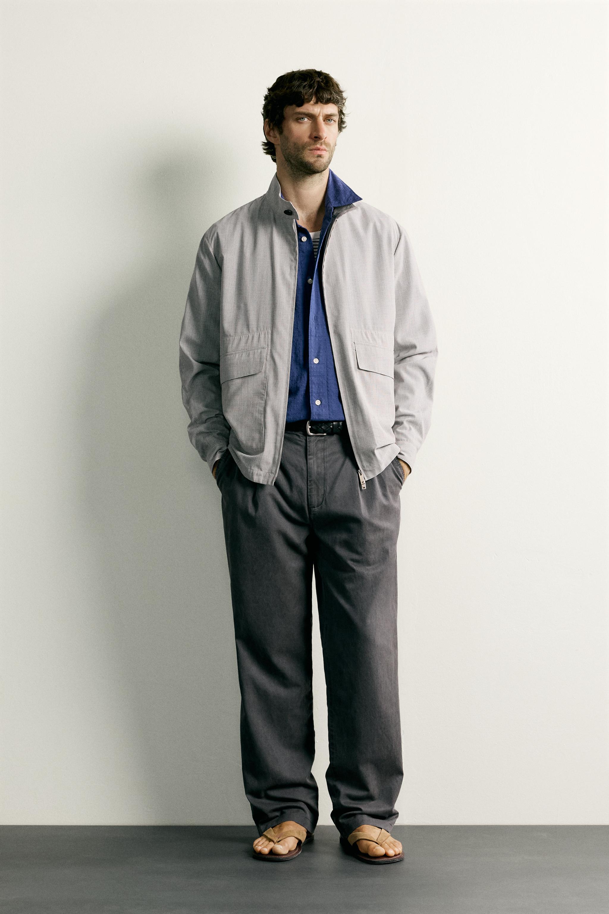 チェック柄レギュラーフィットジャケット - グレー | ZARA Japan / 日本