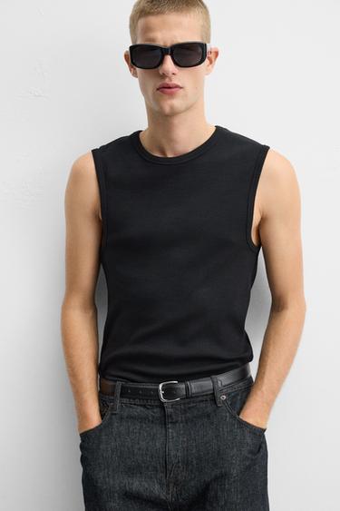 DÉBARDEUR CÔTELÉ - Noir de Zara - Image 4
