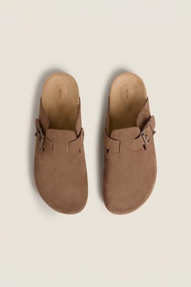 LEATHER CLOGS WITH BUCKLES - Brown by Zara - Image 2