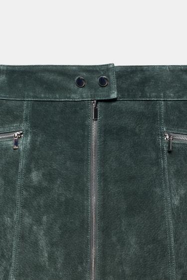 100% SUEDE LEATHER MINI SKIRT - Mid-green by Zara - Image 6