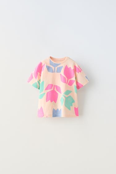 تيشرت مطبع - وردي فاتح الخاص بـ Zara - صورة 0