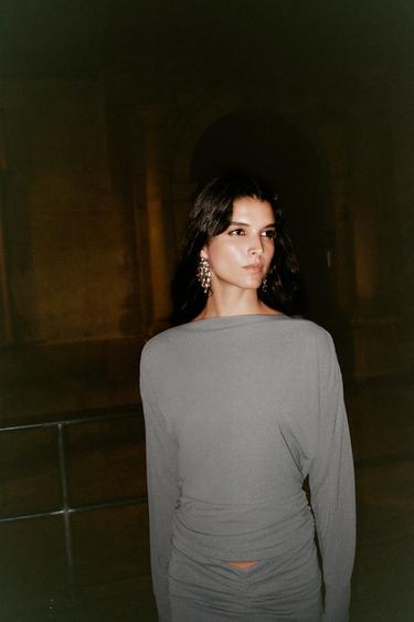 JEWEL DRAPED BACK TOP - Grey by Zara - Image 3