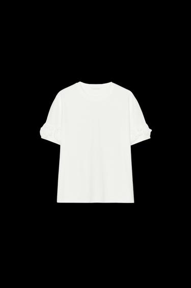 VOLUMINOUS FLORAL T-SHIRT - White by Zara